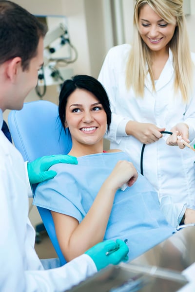 smiling woman at dental office